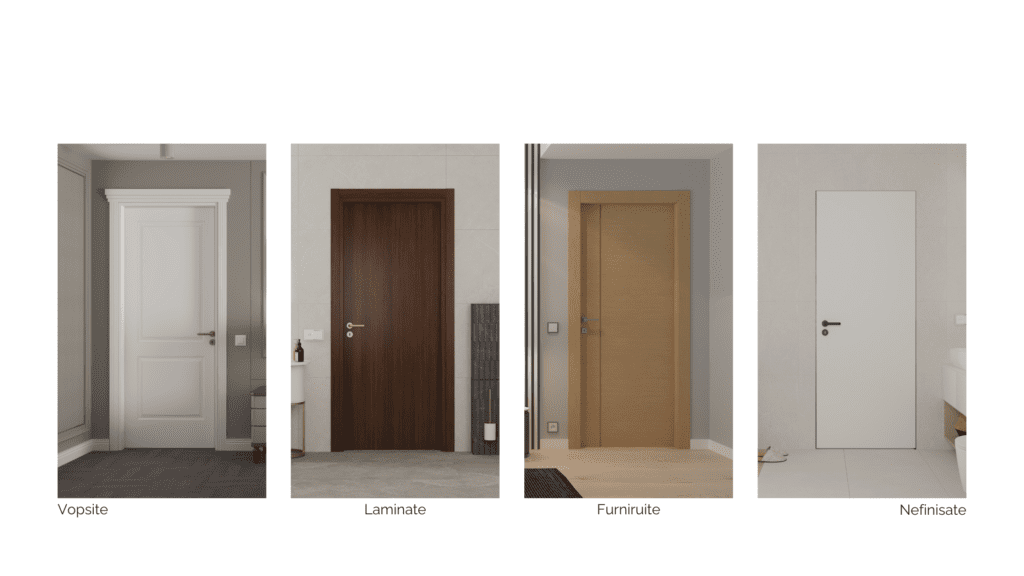 Tipuri de finisaje pentru uși: lăcuite, laminate, furniruite, nefinisate